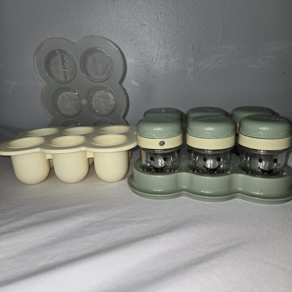 Cream and Green Food Storage Container Set